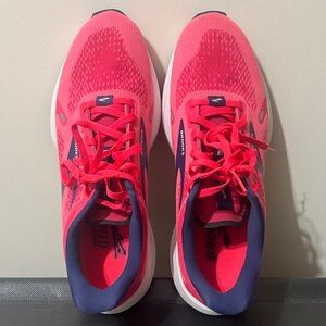 Women’s Brooks Launch 9 Vibrant Pink and Navy Athletic Shoes